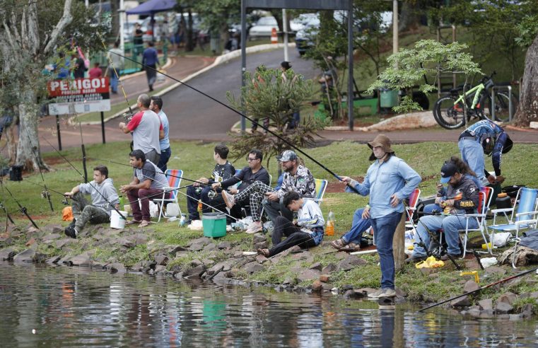 Peixe não teve descanso: lago vira “balcão livre” e pescadores fazem a festa em Cascavel